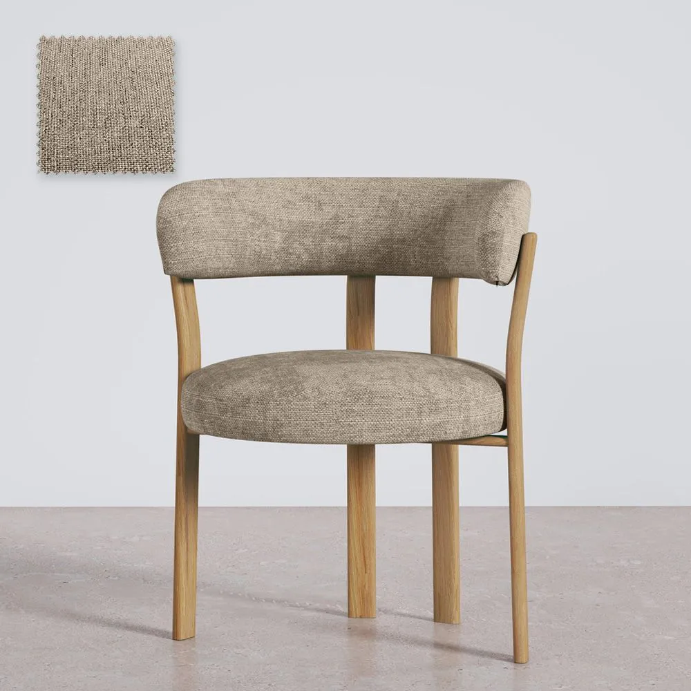 Fotel do salonu z podłokietnikami tapicerowany w tkaninie chenille – Nogi w efekcie dębu – Ergonomiczny i nowoczesny design – Okare image 8