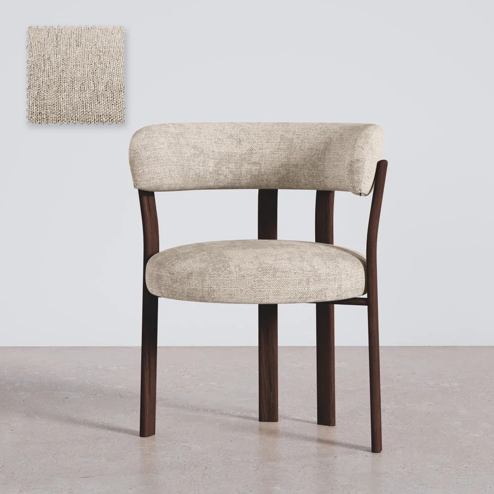 Fotel do salonu z podłokietnikami tapicerowany w tkaninie chenille – Nogi w ciemnym efekcie drewna – Ergonomiczny i nowoczesny design – Okare image 8