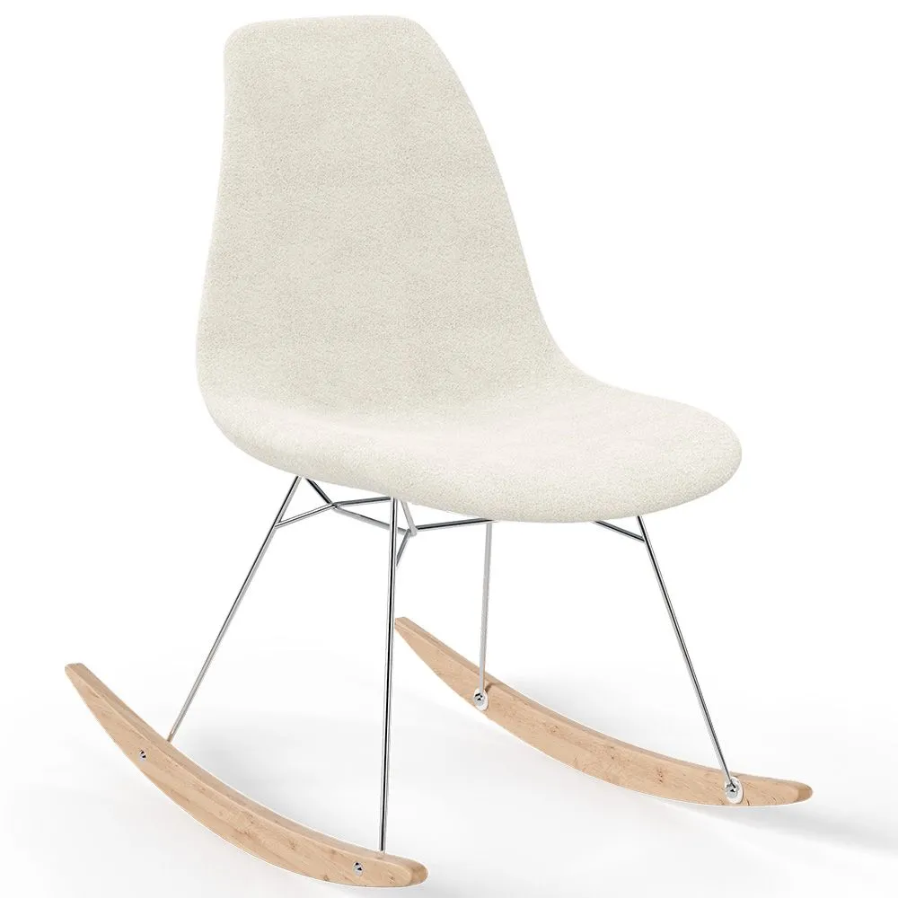 Fotel bujany Minimalistyczny Bouclé – Styl nordycki z drewnianą i stalową podstawą - Skögur image 8