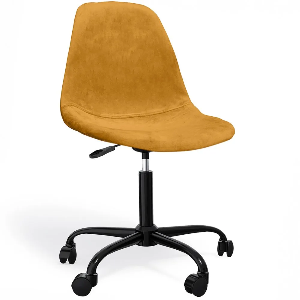 Krzesło biurowe obrotowe z kółkami – tapicerka aksamitna – stalowe czarne nogi - Denisse image 8