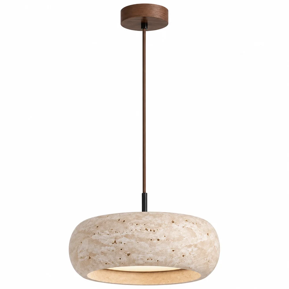 Lampa wisząca sufitowa – drewno i trawertyn – Marguerite image 8