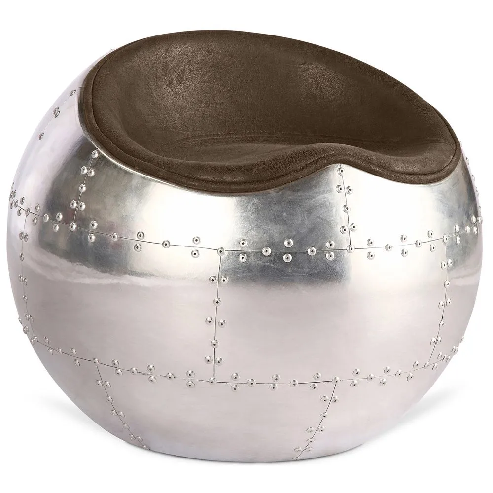 Krzesło do salonu - Skóra i metal - Circle image 8