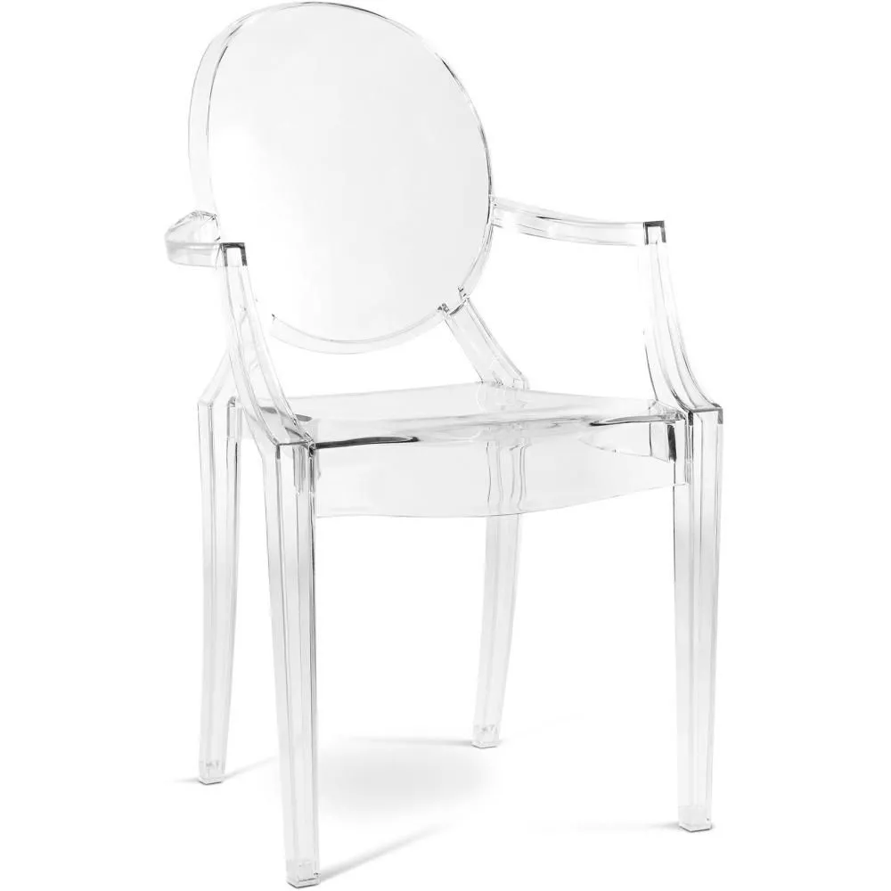 Przezroczyste krzesło do jadalni - Design z podłokietnikami - Ludwik XIV image 8
