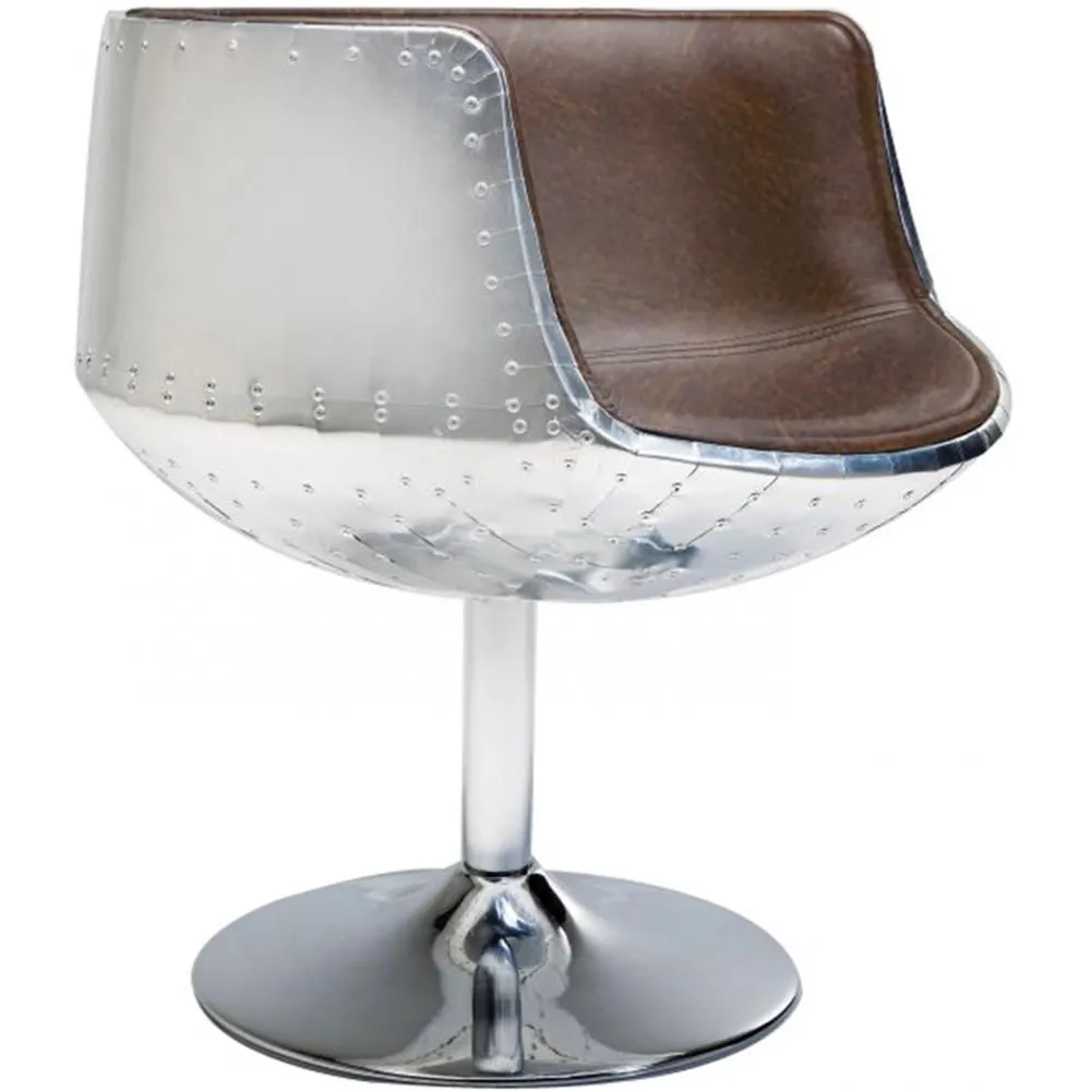 Fotel do salonu - Designerski fotel - Skóra i metal - Cognac image 8