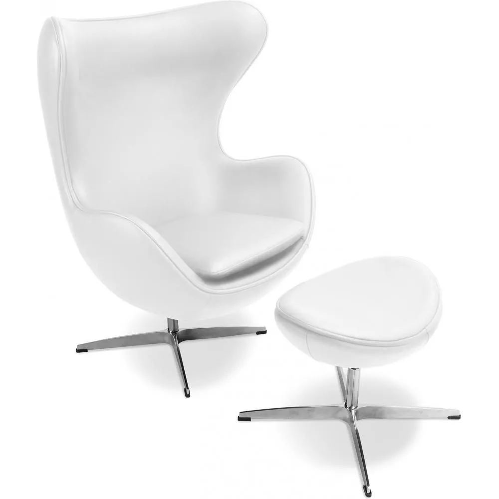Fotel z podnóżkiem - Egg Design - Tapicerowany w Leatherette - Brave image 8