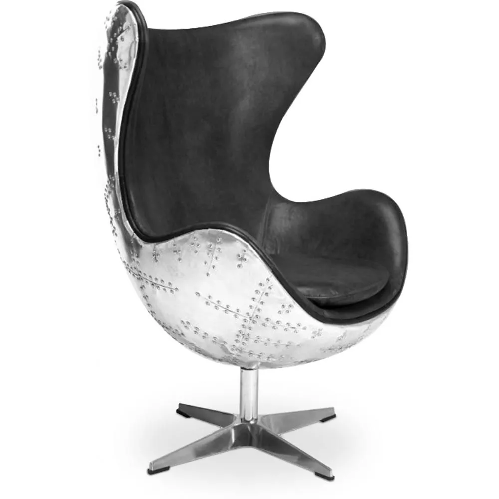 Designerski fotel z podłokietnikami - Egg Design - skóra i metal - Cocoon image 8