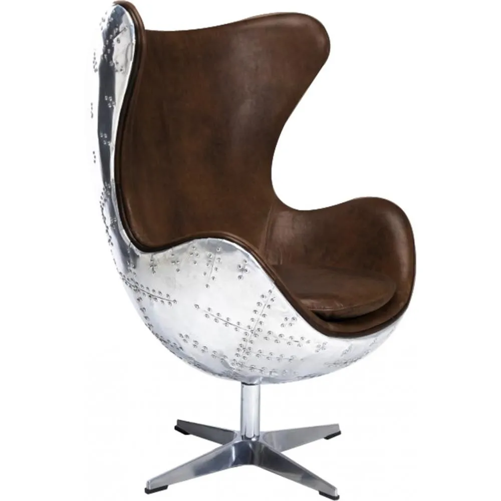 Fotel z podłokietnikami - Aviator Style - skóra i metal - Cocoon image 8
