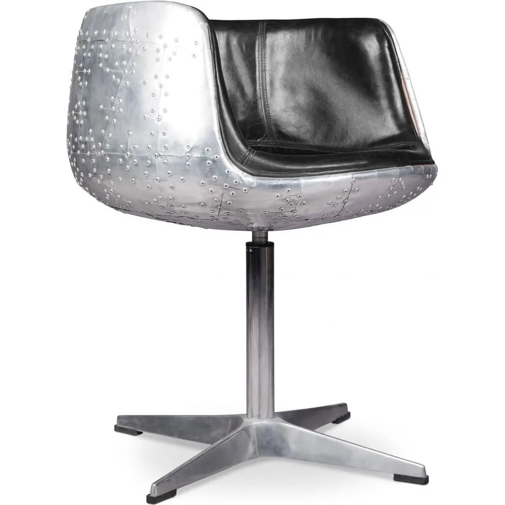 Krzesło do salonu - Designerskie krzesło - Skóra i metal - Koniak image 8