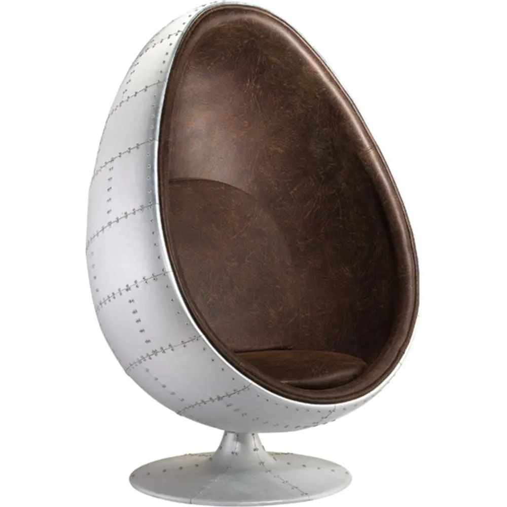 Fotel Egg Design - Aviator Style - Tapicerowany w Leatherette - Eny image 8