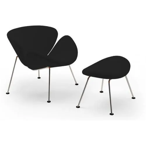 Designerski fotel z podnóżkiem - tapicerowany w skórze - Chunk image 8