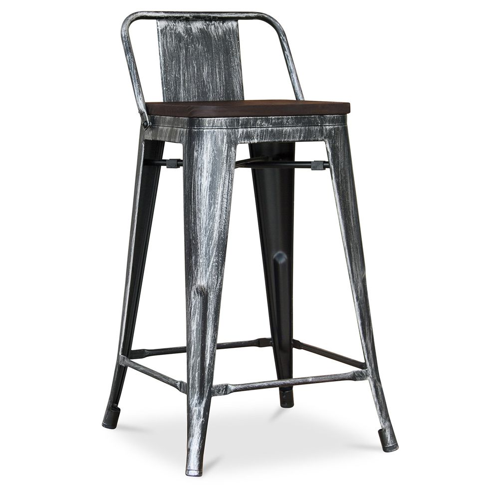 Stołek barowy z oparciem - drewno i stal - 60 cm - Stylix image 8