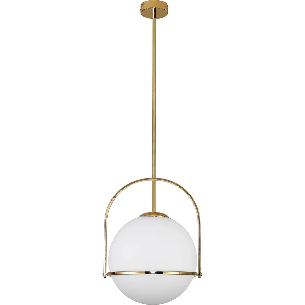 Lampa sufitowa w kształcie kuli z kryształem - lampa wisząca w kolorze złotym - Anette image 8
