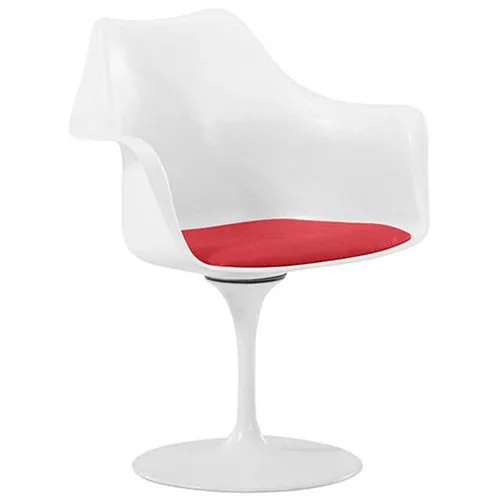 Krzesło do jadalni z podłokietnikami - białe krzesło obrotowe -Tulipan image 8