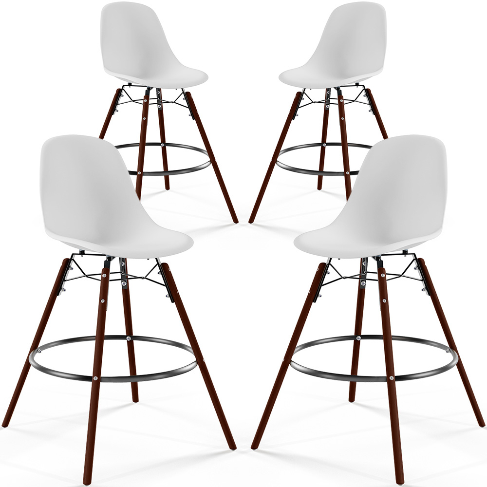 Stołki do Jadalni - Skandynawski Design - Ciemne Drewniane Nogi - Zestaw 4 - Skögur image 8